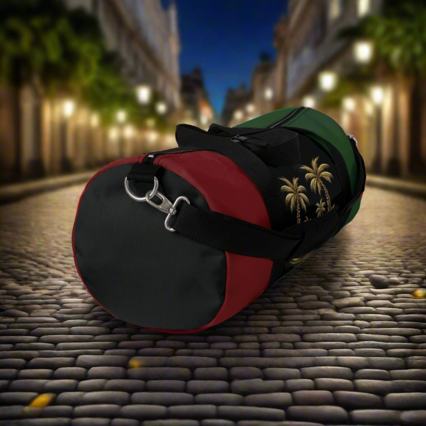 Red Black and Green Duffel Bag