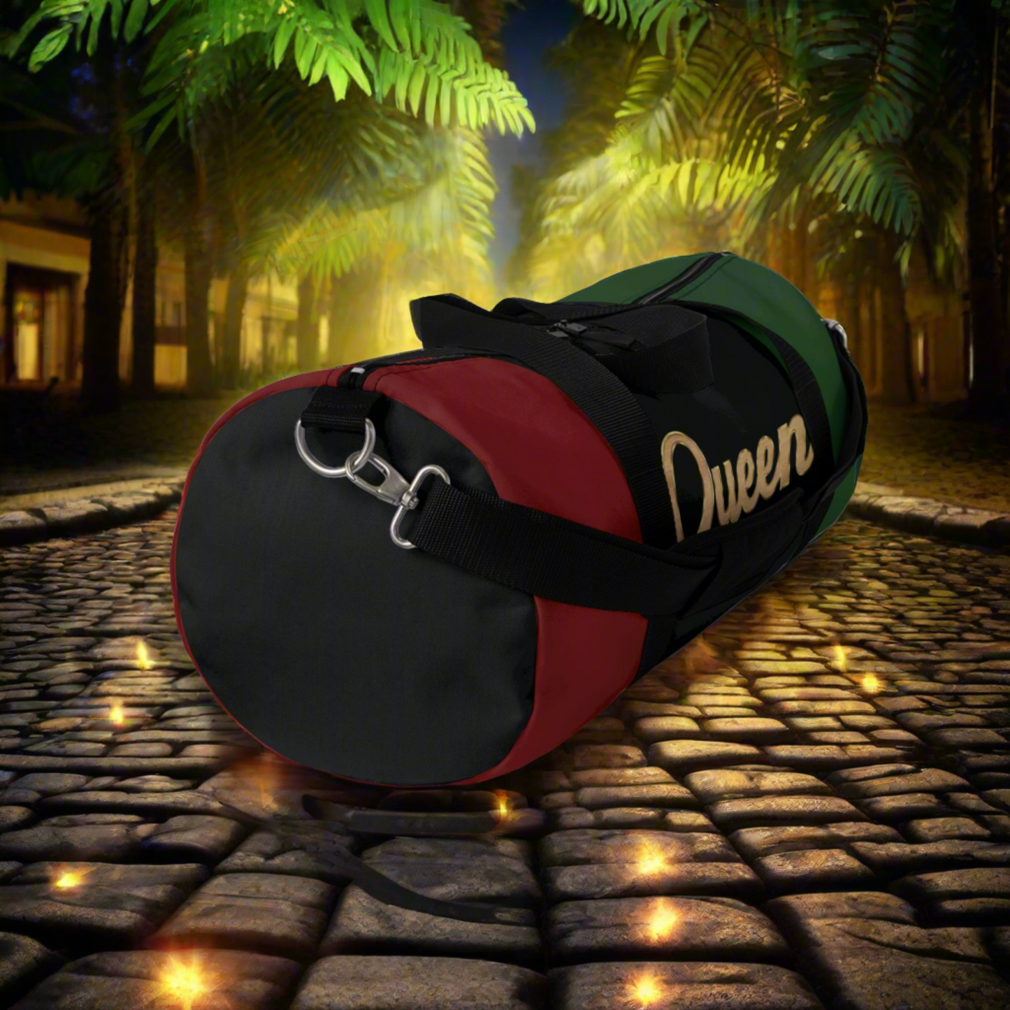 Queen Red Black and Green Duffel Bag