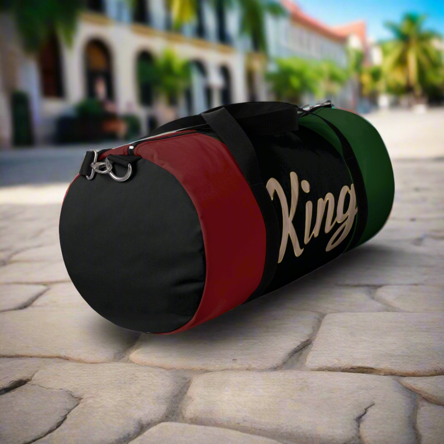 King Red Black and Green Duffel Bag