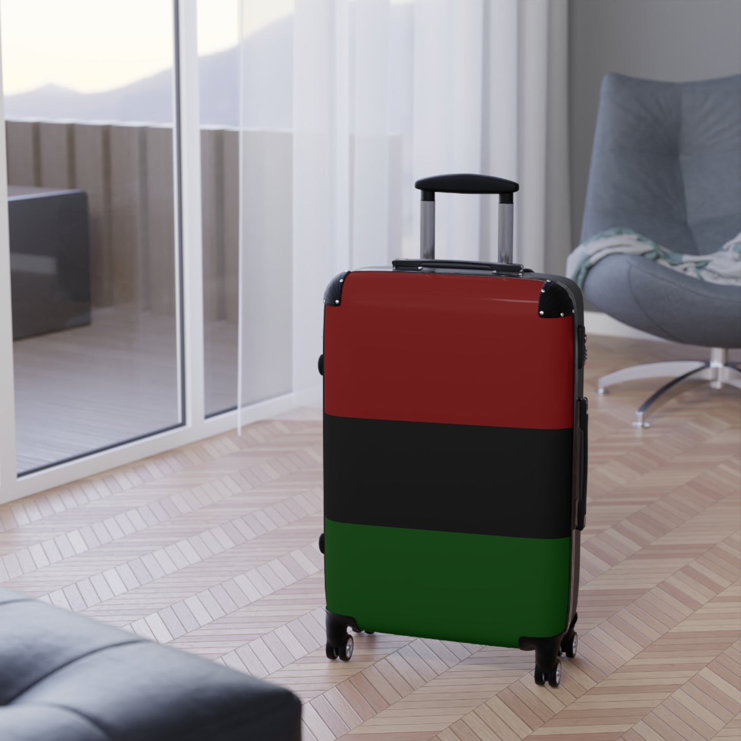 Red Black and Green Suitcase